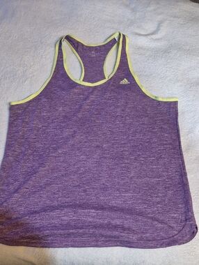 adidas Purple Heather Racerback Tank with Lime Trim Accents
